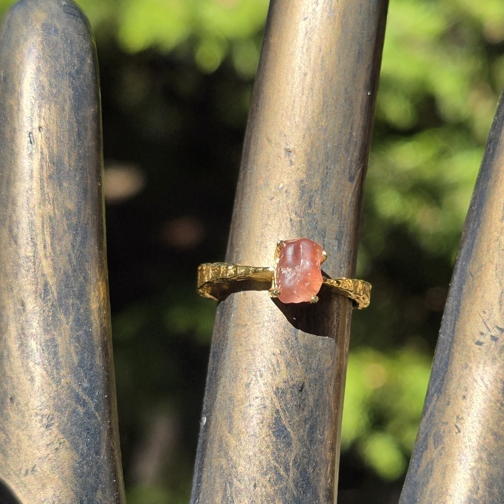 Spinel 2k Natural Raw Gemstone Sterling & Gold Ring Sz6.75 - Picture 7 of 10
